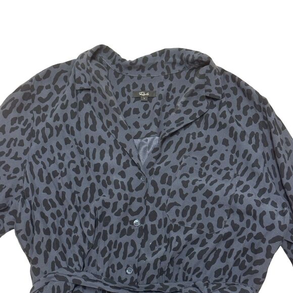 Rails Callan Jumpsuit Women's Size L Azure Blue Leopard Print Pockets Tie Waist - Picture 2 of 8